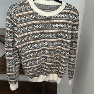 Women's Vintage Patterned Sweater 100% Merino Wool Sz S